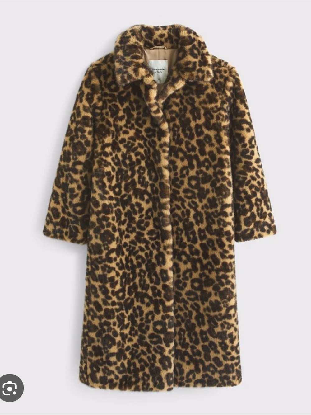 Abercrombie & Fitch Leopard Print Faux Fur Long Coat - Picture 3 of 7